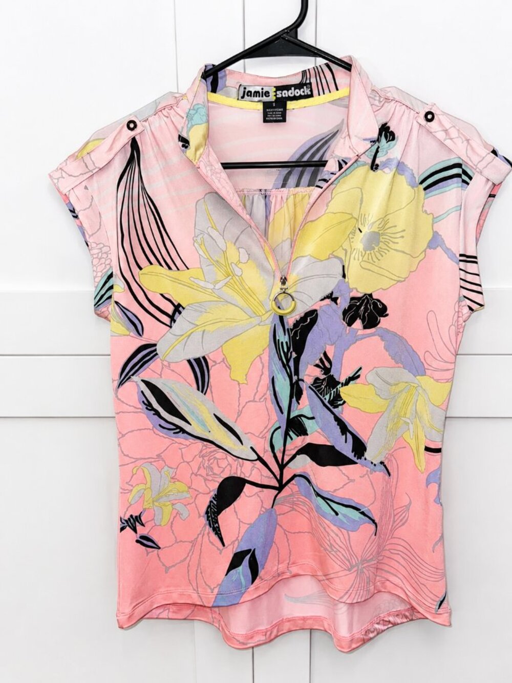 Jamie Sadock Floral Zip Golf Top – Women’s Small